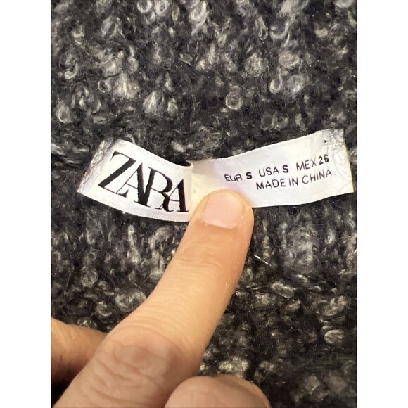 Zara Skirt Womens Small Grey Faux Fur Wool Blend Pencil Mini Tweed Metallic - Picture 5 of 8